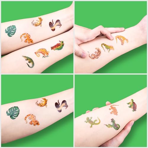 96PCS Reptile Animal Temporary Tattoos for Kids