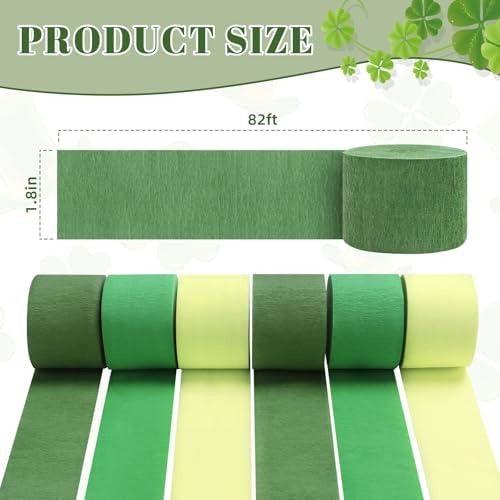 Green Streamers Party Decorations 6 Rolls Crepe Paper