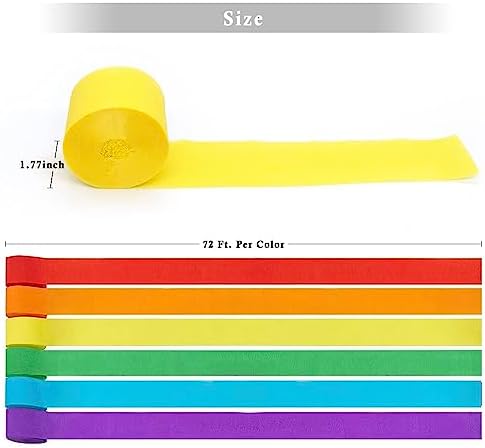 Binpeng 433ft Rainbow Crepe Paper Streamers for Parties