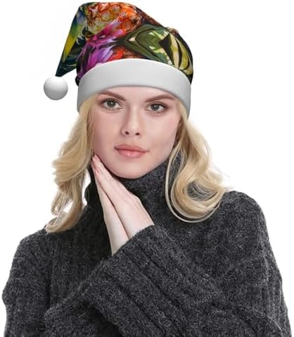 Pineapple Print Christmas Santa Hat Plush for Adults