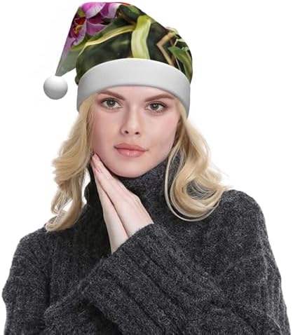 Orchid Print Christmas Santa Hat Plush for Adult
