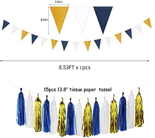 Navy Blue White Gold Party Decoration Kit 23pcs
