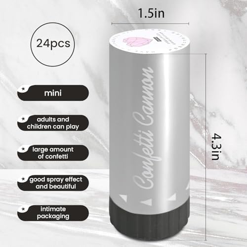 Silver Confetti Poppers 24 Pack for Parties