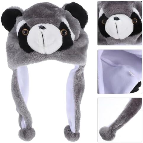 LUOZZY Plush Raccoon Hat for Kids and Adults