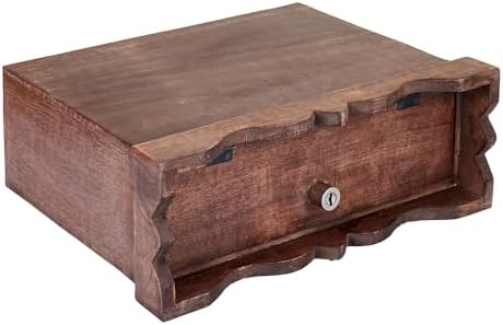 Wedding Card Box with Slit and Lock - Walnut
