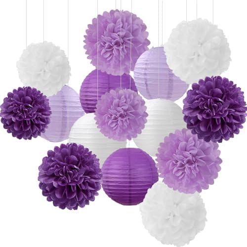 Purple White Lavender Decorations 15PCS Party Kit