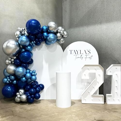 60 Pcs Blue Silver Balloons Party Decor Set