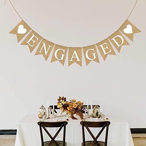 Engaged Burlap Banner Rustic Engagement Party Decorations