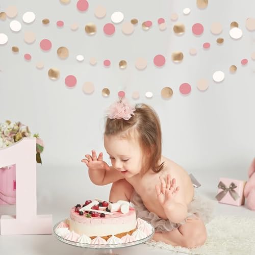 Champagne Gold Dusty Pink Circle Dot Garland