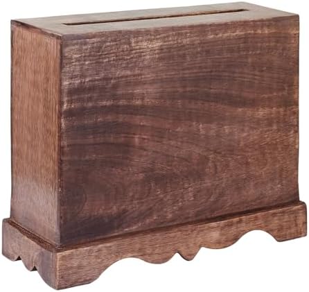 Wedding Card Box with Slit and Lock - Walnut