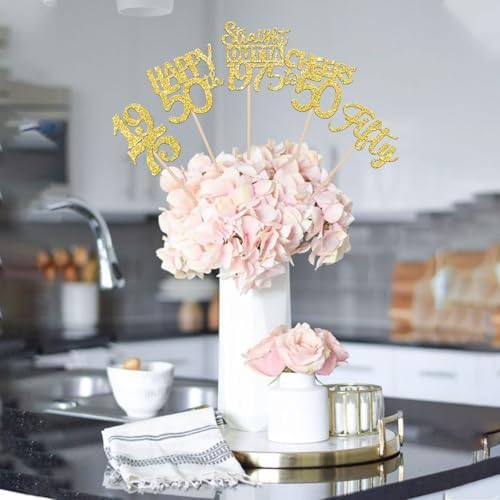 50th Birthday Centerpieces Sticks Gold Decorations