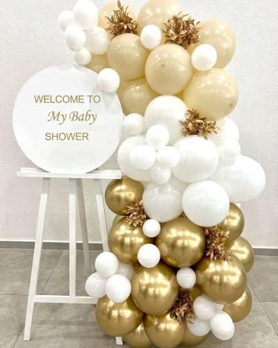 White Gold Balloons Set 60 Pcs 12 Inch Party Decor