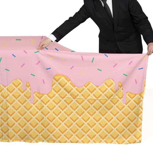 Gatherfun Ice Cream Tablecloth 2-Pack for Birthday Parties