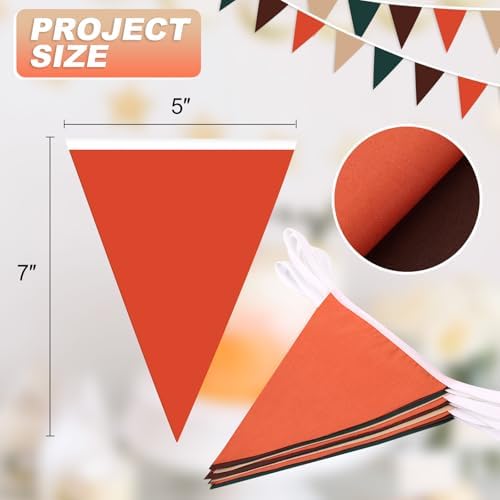 33 Feet Orange Green Brown Pennant Garland