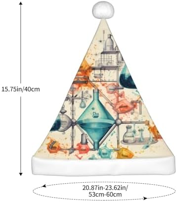 Chemistry Print Christmas Santa Hat Plush Funny Party Adult Headwear