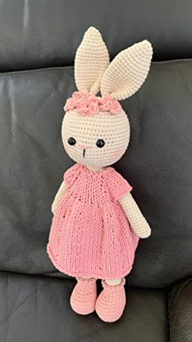 Bunny Girl Pink Dress Handmade Crochet Plushie Doll