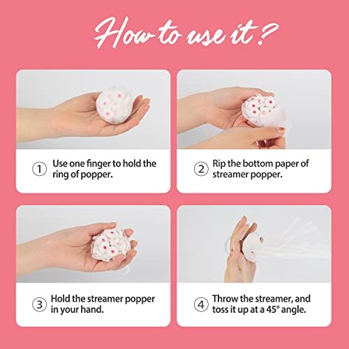 BATTIFE 40 Pack White Streamers Poppers for Celebrations