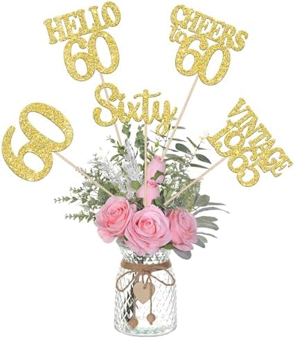 15PCS Happy 60th Birthday Centerpiece Sticks Gold
