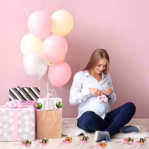 30 Pcs Baby Rattle Party Favors with Bow and Stickers