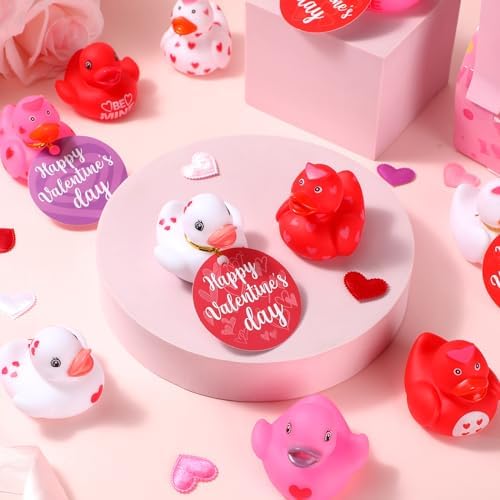 48 Valentines Rubber Ducks with Gift Cards and Gold Ropes