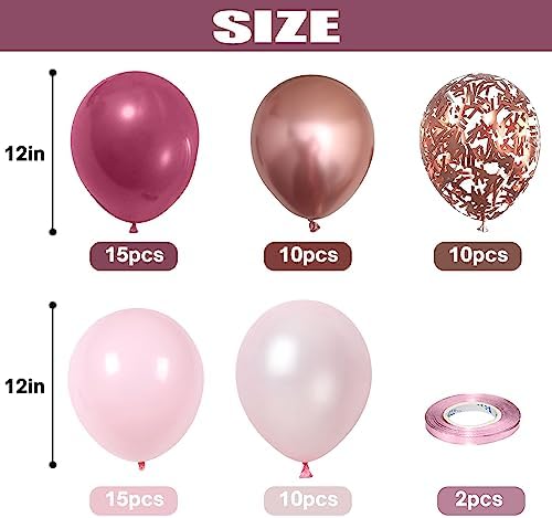 Dusty Rose Balloons 60 Pack 12 Inch Birthday Decor Set