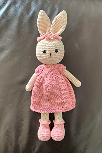 Bunny Girl Pink Dress Handmade Crochet Plushie Doll