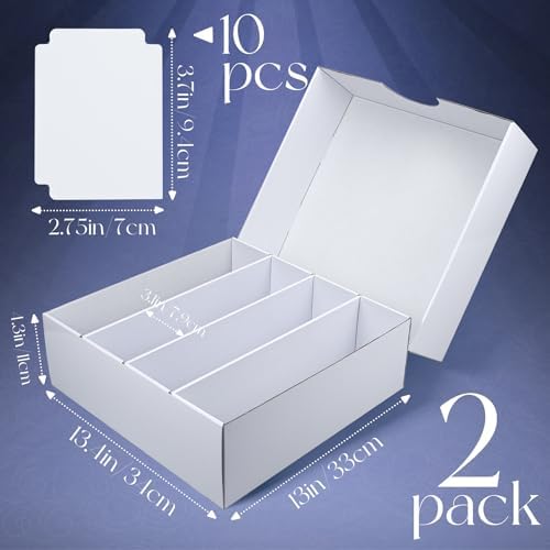 2 Pack Card Storage Boxes with 10 Dividers for Collectible Cards