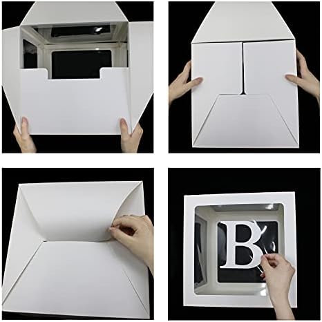 QPEY Clear Baby Shower Boxes with Letters 4PCS