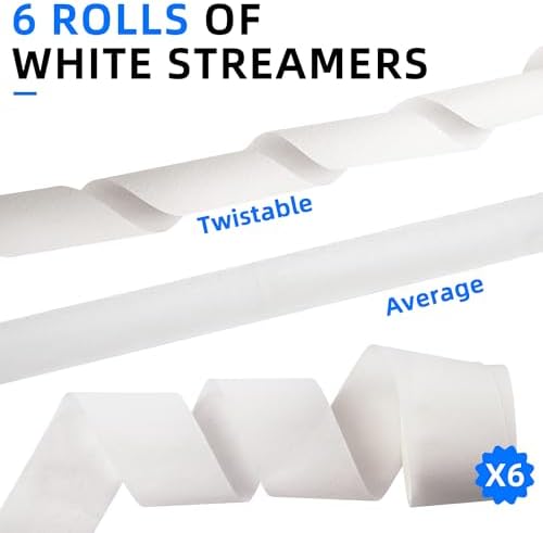 Oun Nana 6 Rolls White Streamers for Parties