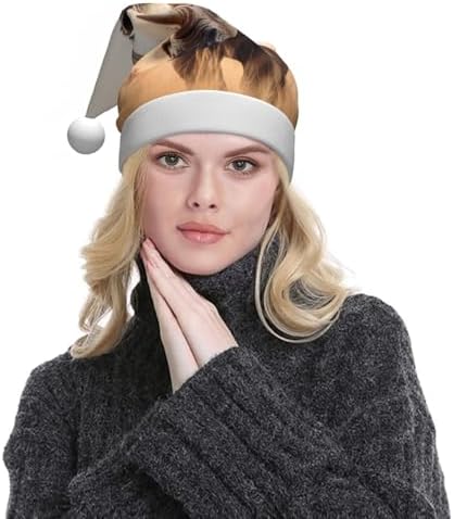 Animal Rhino Print Christmas Santa Hat Plush for Adults