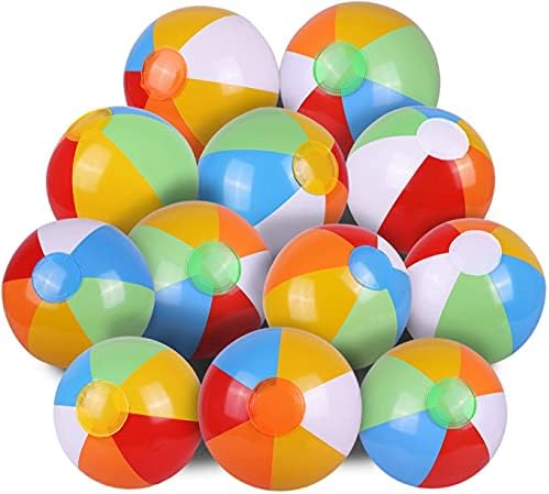 SYZ 12 Inflatable Beach Balls 12 Pack Rainbow