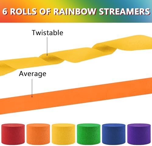 Oun Nana Crepe Paper Streamers 6 Rolls Rainbow