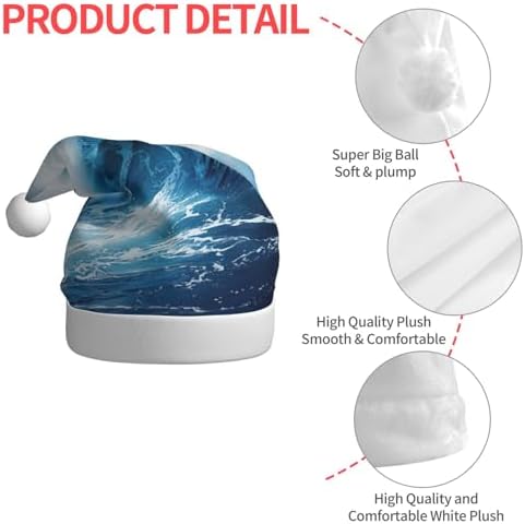 Big Ocean Wave HD Print Christmas Santa Hat Plush
