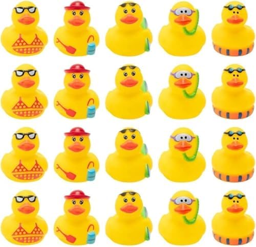 Haooryx Summer Beach Rubber Ducks 20Pcs Bath Pool Toys