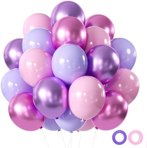 Pink and Purple Party Balloons 50Pcs 12 Inch