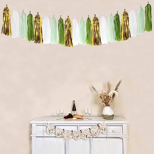 Sage Olive Green Gold Tassel Garland 20pcs