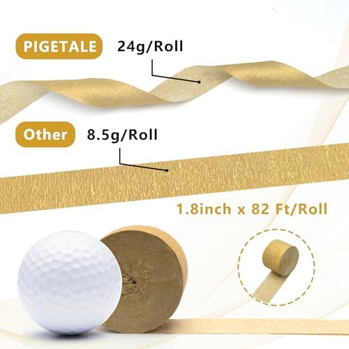 4 Rolls Metallic Gold Crepe Paper Streamers 328ft Total