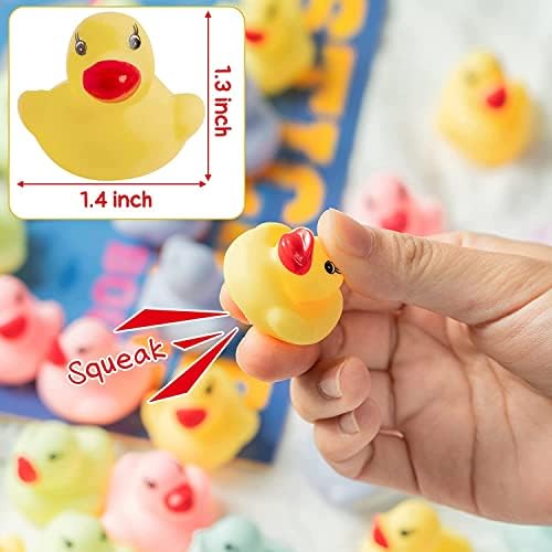Haooryx 60Pcs Colorful Mini Rubber Ducks Set
