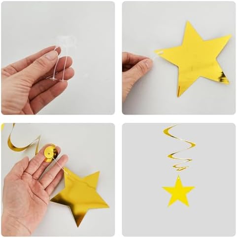 BEISHIDA 15 Piece Gold Star Streamer Decorations