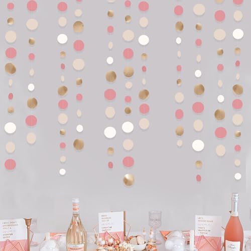 Champagne Gold Dusty Pink Circle Dot Garland