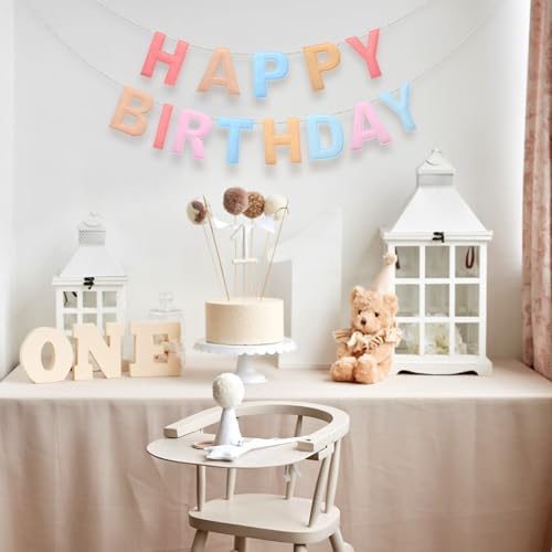 Felt Happy Birthday Garland Rainbow Banner Reusable Party Decor