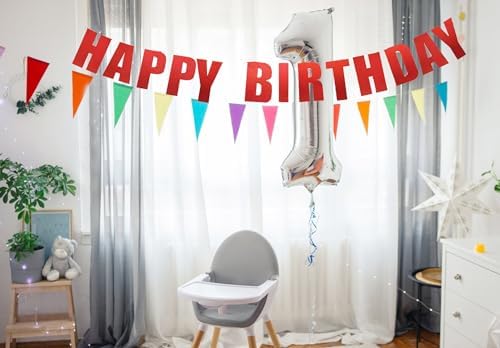 Red Happy Birthday Banner for Parties