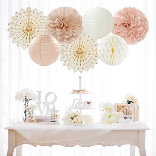 Champagne Gold Beige Peach Boho Party Decor Streamers