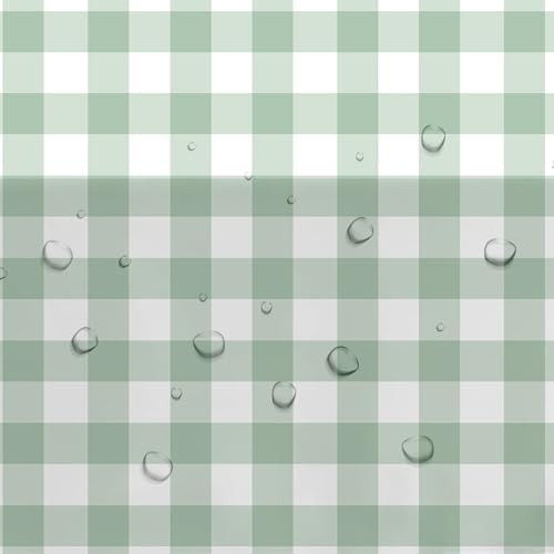 Sage Green Gingham Tablecloth 3 Pack for Birthday and Baby Shower
