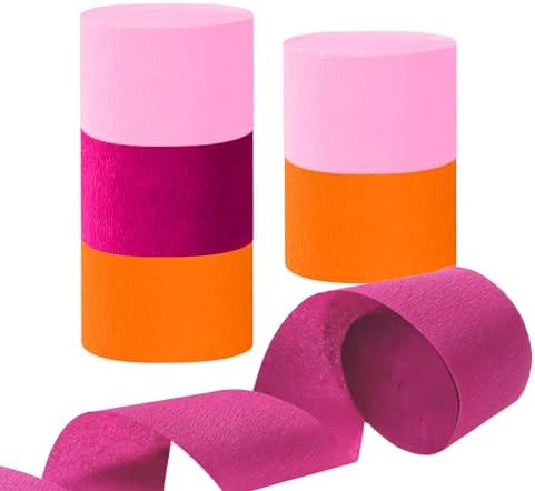 Rose Red Light Pink Orange Paper Streamers 6 Rolls