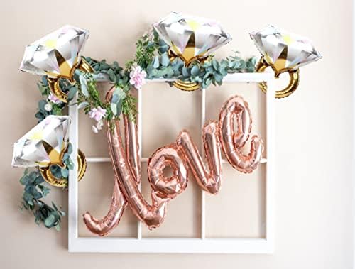 4pcs Diamond Engagement Ring Mylar Balloons for Wedding Parties