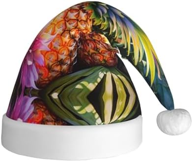 Pineapple Print Christmas Santa Hat Plush for Adults