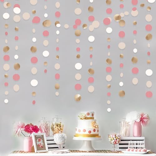 Champagne Gold Dusty Pink Circle Dot Garland