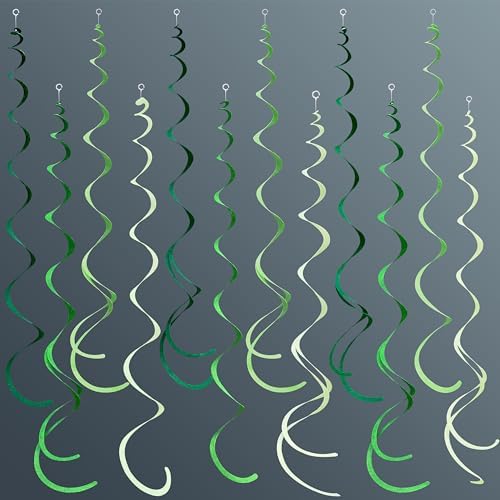 36Pcs Ombre Green Felt Swirl Streamer Ceiling Garland