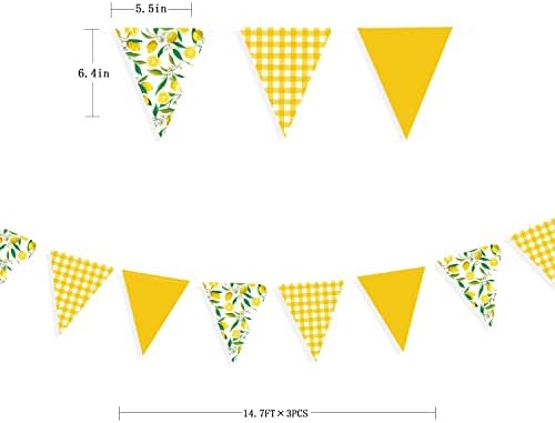 44 Ft Lemon Theme Bunting Banner Garland for Parties